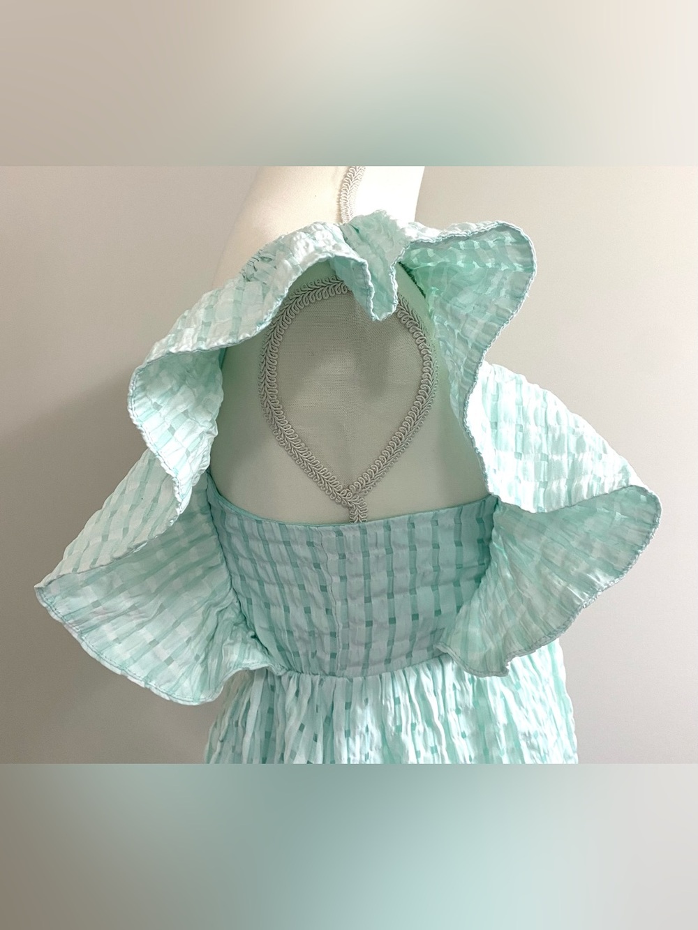 Day+Moon Womens M Mint Green Ruffle Dress Boho Summer Coastal Preppy Cottagecore - Picture 9 of 15